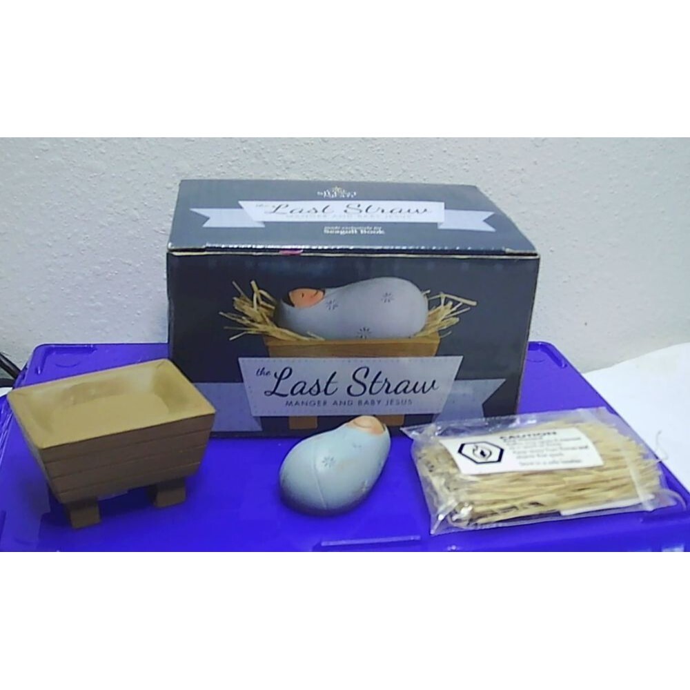 THE LAST STRAW MANGER AND BABY JESUS SET NATIVITY Seagull Book Exclusive NIB
